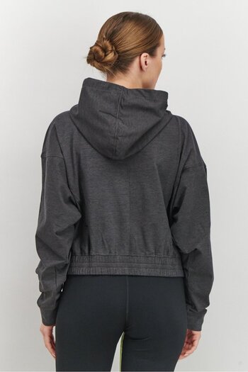 Puma Women Relaxed Fit Full Zip Hooded Training Jacket, Black Heather