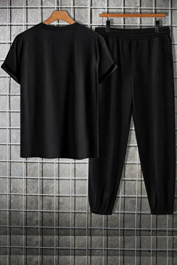 HOFFNUNG Oversize Vertical Printed Bottom Top T-Shirt Set