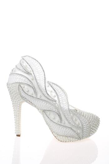 KAYRA VARDAR SHOES Kadın Sedef Inci Taş Işlemeli Gelin Ayakkabı