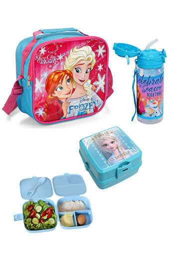 Frozen Elsa Licensed 3-Piece School Set Lunch Box + Food Container + Water Bottle Set