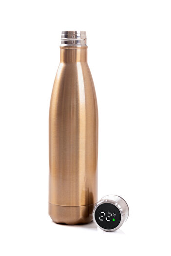 Ecrou Gold Color 500ml Thermos - Bottle Shaped Steel Flask with Digital Display