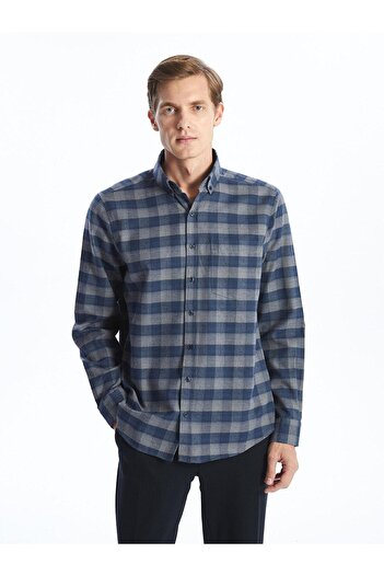 LC Waikiki LCWAIKIKI Classic Екоселе Regular Fit Довгорукавна Екосе Габардин Чоловіча Сорочка
