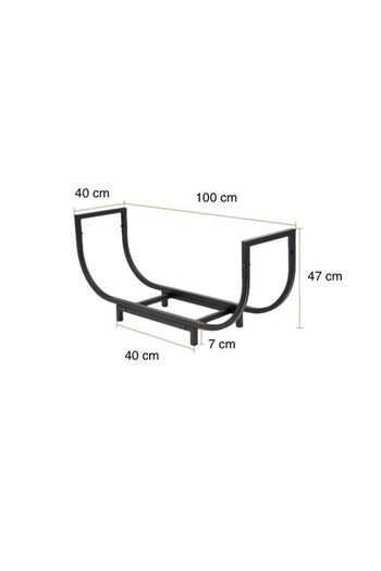 A&N Kayık Şömine Soba Odunluk / Metal / Siyah / 100x40x47(h), AN0185