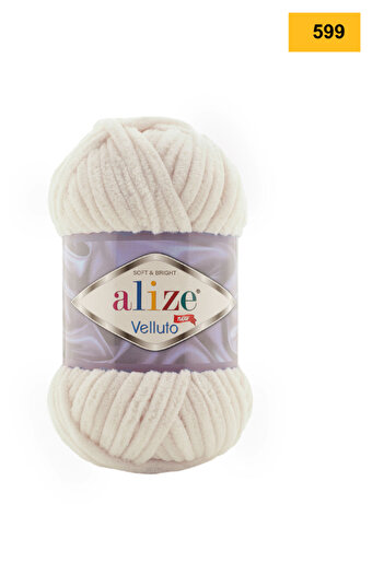 Alize 5 Pieces 599 Model Velluto Velvet Hand Knitting - Ivory Color, Payehome