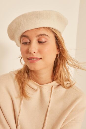 MARBERRY Wool Ecru Painter Beret