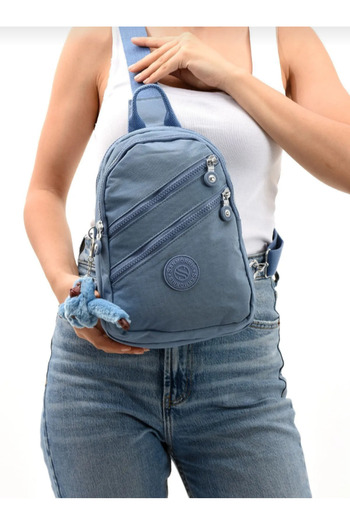 eflanmoda Унісекс синя сумка через плече з криволінійними ручками - Sanmorris Fabric Badi Bag