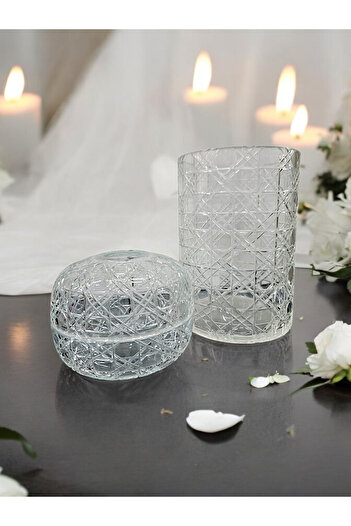 AYZ HOME Glass Napkin Holder and Dump - Cut Crystal