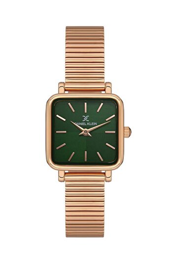 Daniel Klein Rose Gold Dk.1.13474-5 Steel Plated Curved Calendar Women's Watch