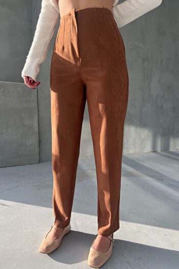 Seda Yalçın Atelier Kahve Caprera Süet Pantolon