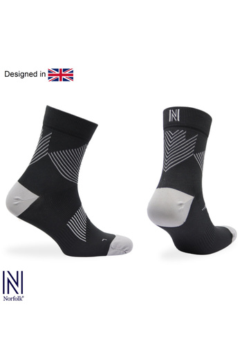 NORFOLK Valencia Qtr Compression Professional Running Socks Black Grey
