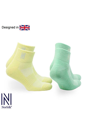 NORFOLK Montreal Extra Cushioning Cotton Casual Sports Socks 2 Pack Green/Yellow