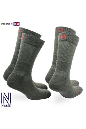 NORFOLK Κάλτσες πεζοπορίας εξωτερικού χώρου Leonardo Merino Wool - Πακέτο 2 Πράσινες