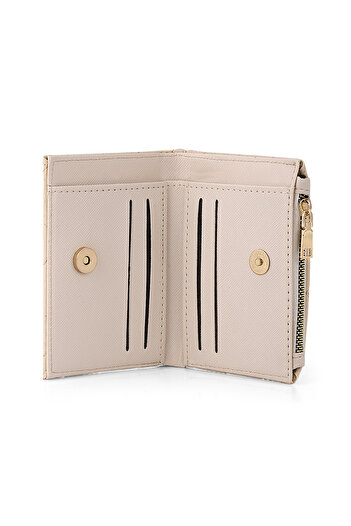 Polo Air Cream Colored Embroidery Patterned Zippered Women's Wallet - Czn-705-K