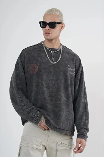Butik Trend We Crew Neck Front and Back Printed Washable Oversize Fit Unisex Sweatshirt