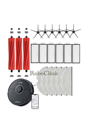 Roboclinic Roborock Q7 Max Plus Black Robot Mop - Съвместима резервна четка и HEPA филтър