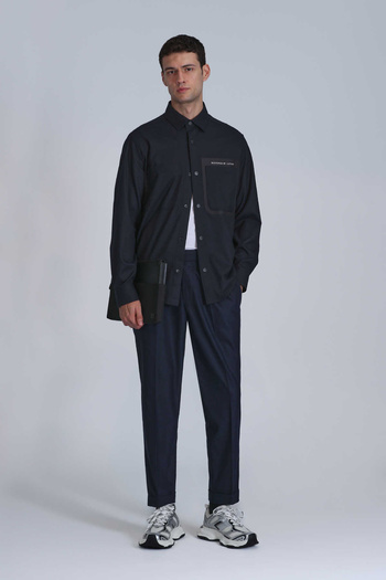 Lufian Hard Men's Basic Shirt Slim Fit Dark Navy Blue