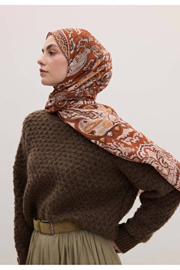 Fresh Lena Patterned Copper Shawl