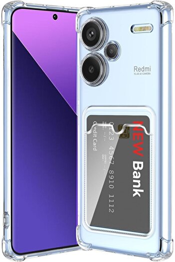 Fibaks Xiaomi Redmi Note 13 Pro Plus Case Camera Protection Corner Protected Shock Absorbing Cover with Card Holder Wallet