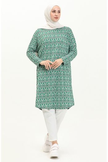 sefamerve Green Black Respiro Patterned Tunic - 8596-01