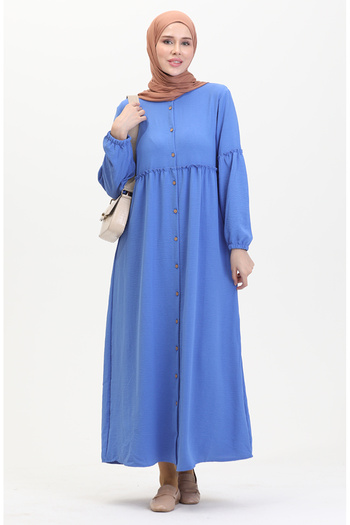 sefamerve Indigo Judge Collar Buttoned Dress - 0457-07