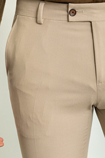 Mcr Straight Slim Fit Classic Men's Trousers Beige - 38144.23Y