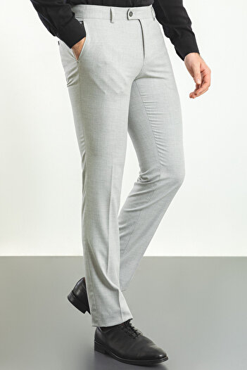 Mcr Patterned Slim Fit Classic Men's Trousers Gray - 38147.23Y