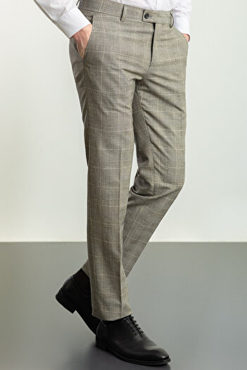 Mcr Plaid Slim Fit Classic Men's Trousers Black - 38171.23Y