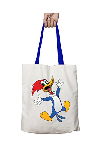 ART HEDİYE Τσάντα ώμου Woodpecker Woody 2 που πλένεται με μπλε χερούλι