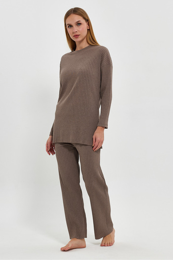 Oyga Women's Toprak Women's Ribbed Report & Sweatpants, Casual Home Wear Pajamas Set