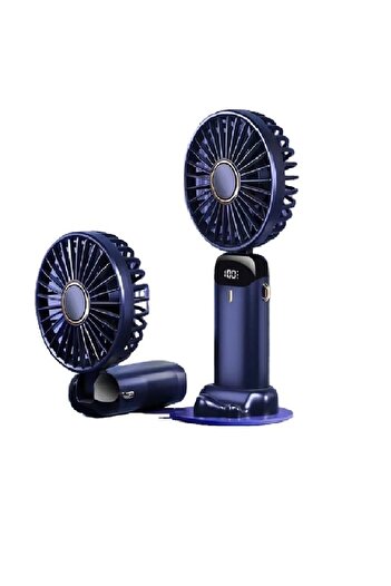 Generic LED Ekranlı  El Fanı Taşınabilir Katlanabilir Şarj Edilebilir Kademeli Ayarlanabilir Hız