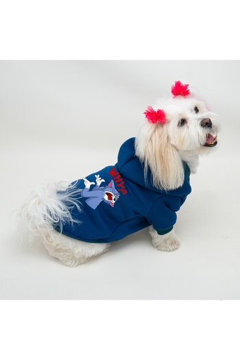Buddy Store Kedi Ve Köpek Kıyafeti Elbisesi Giysileri - Tom Baskılı Lacivert Sweatshirt Hoodie