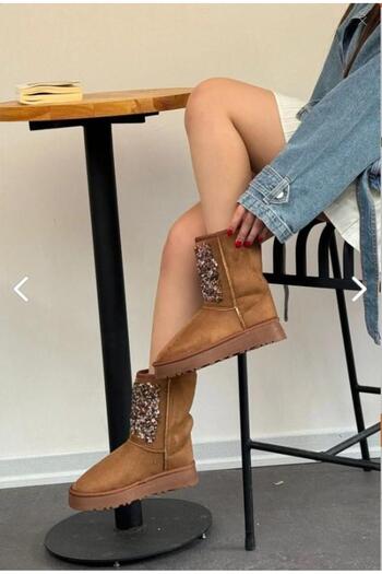 Bukond Women's Luxury Suede Stoned Fur Lined Winter Thick Sole Comfortable Boots