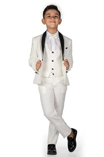 Mnk Baby&Kids Children's Groom's Collar Glitter Special Day Suit MNK0541 ECRU