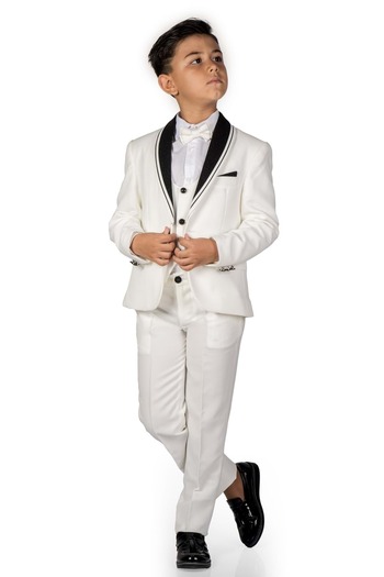 Mnk Baby&Kids Children's Groom's Collar Glitter Special Day Suit MNK0541 ECRU