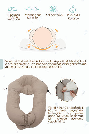 mordesign Moresleep Set of 2 - 1 Baby Pillow, Flat Head Pillow, Cotton Sleeping Pillow