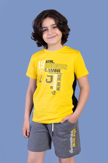 Toontoy Boy's Garni Detailed Printed Shorts Set