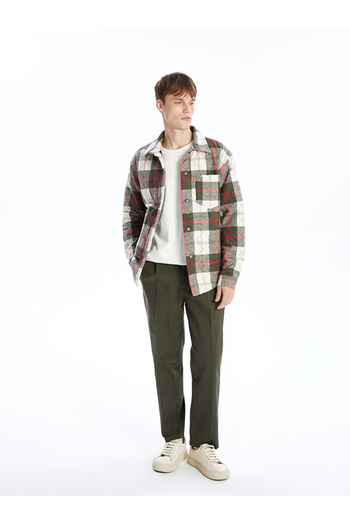 LC Waikiki Beige Regular Fit Long Sleeve Plaid Men's Shirt Jacket