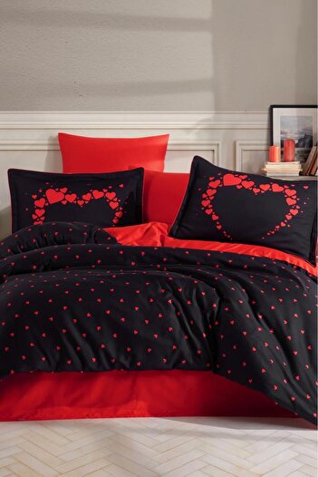 Hobby Amore Black Cotton Satin Double Duvet Cover Set