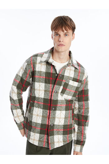 LC Waikiki Beige Regular Fit Long Sleeve Plaid Men's Shirt Jacket
