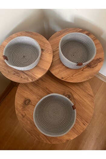 Home Hasır Sepet, Çok Amaçlı 3lü El Yapımı Organizer Sepet