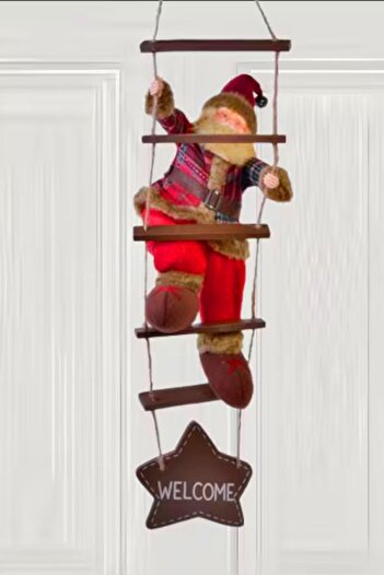 Sole Santa Claus - Christmas with Santa Claus Red Wooden Ladder 40 cm - 78 cm Ladder