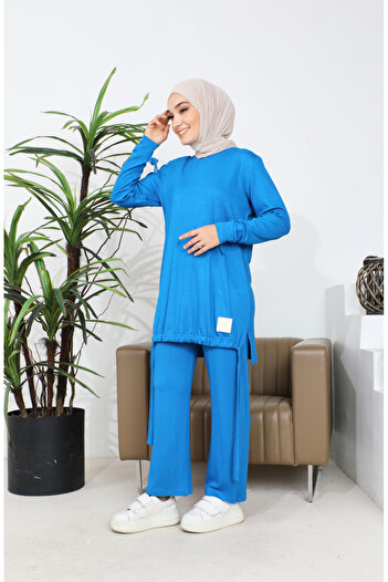 sefamerve 20039-01 Saks Camisole Tunic and Trousers Set