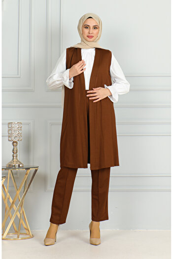 sefamerve Vest Pants Double Suit 20046-07 Tan