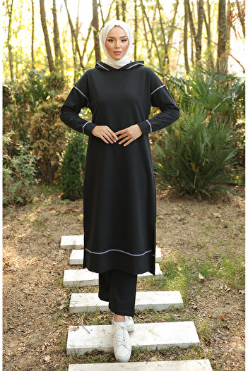 sefamerve Black Double Tracksuit Set - 3082-01