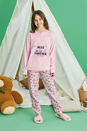 Aydoğan Interlock Waiter Cocoon - Best Pink Girls Pajamas Set 0724