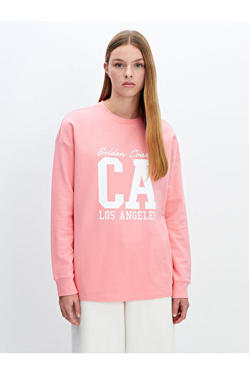 LC Waikiki Lcw Crew Neck Printed Oversize Women's Sweatshirt Tunic