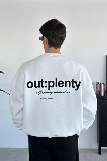 HAFKAGİYİM Λευκό μινιμαλιστικό φούτερ oversize