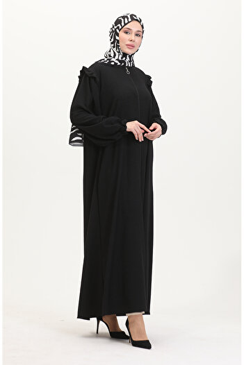 sefamerve Black Frilly Ferace - model 1055-02