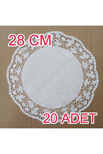 BAKOM AMBALAJ 28 Cm Kağıt Dantel Tabak Altlığı ( Dole ) 20 Adet