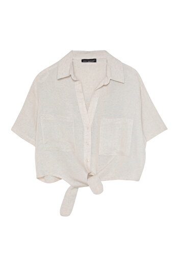 Quzu Natural Pocket Shirt - with Tie Detail